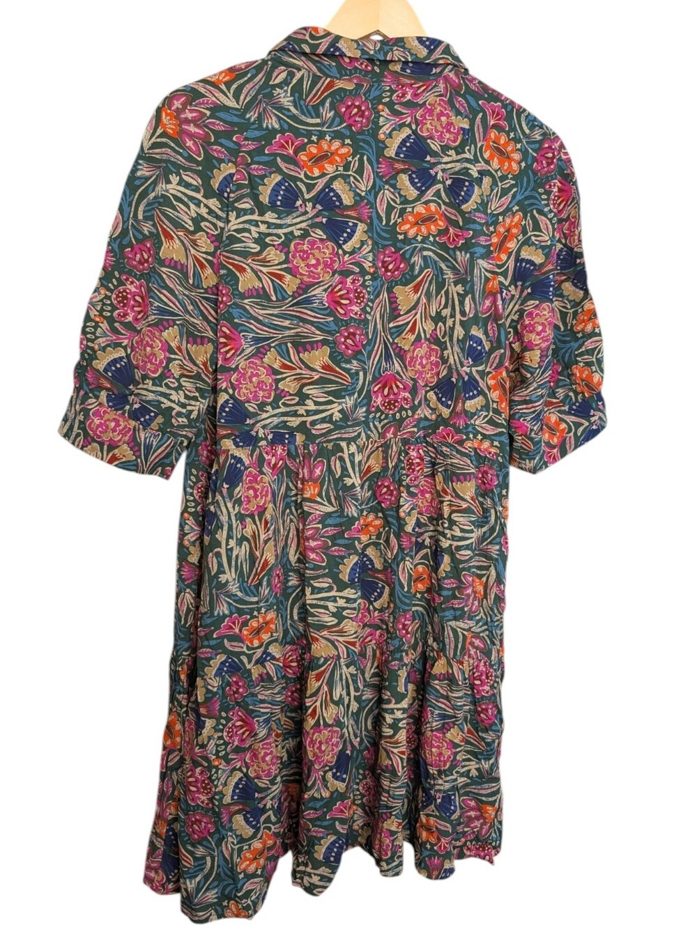 Natural Life Becca Mini Dress Green  Vines Floral Tiered Boho..Size Small (New) - Picture 4 of 8